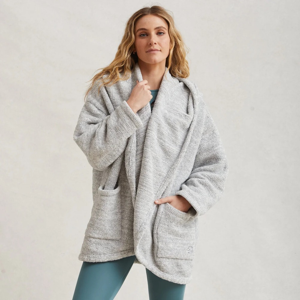 New Kashwére $220 Women's Heathered Oversized Coat, Stone/Cream - L/XL